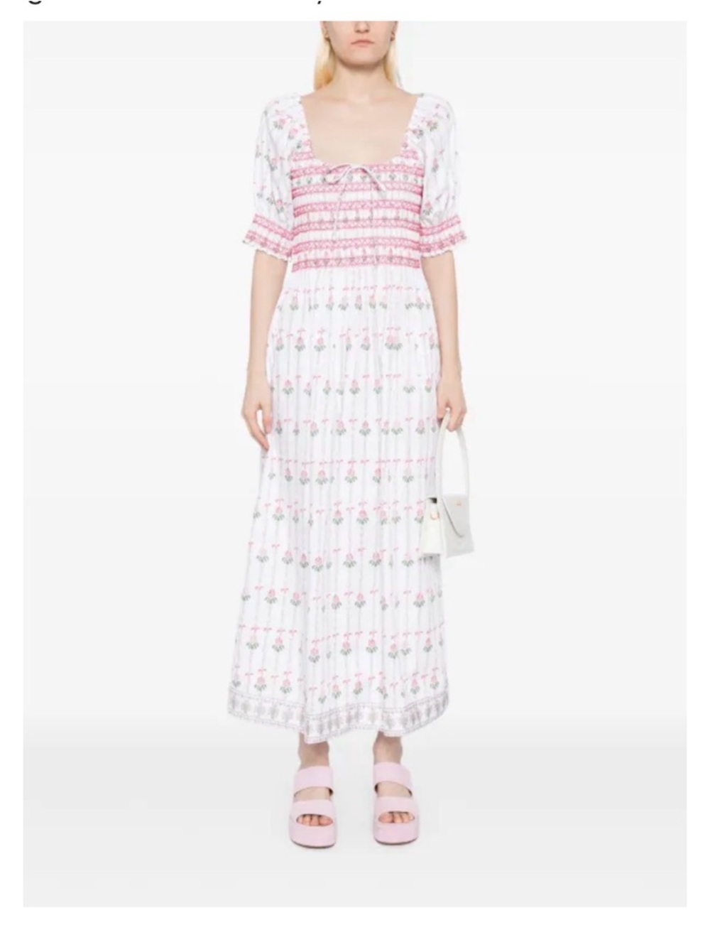 Hill House Madeline Nap Dress- White Trailing Fern Print - Picture 3 of 5
